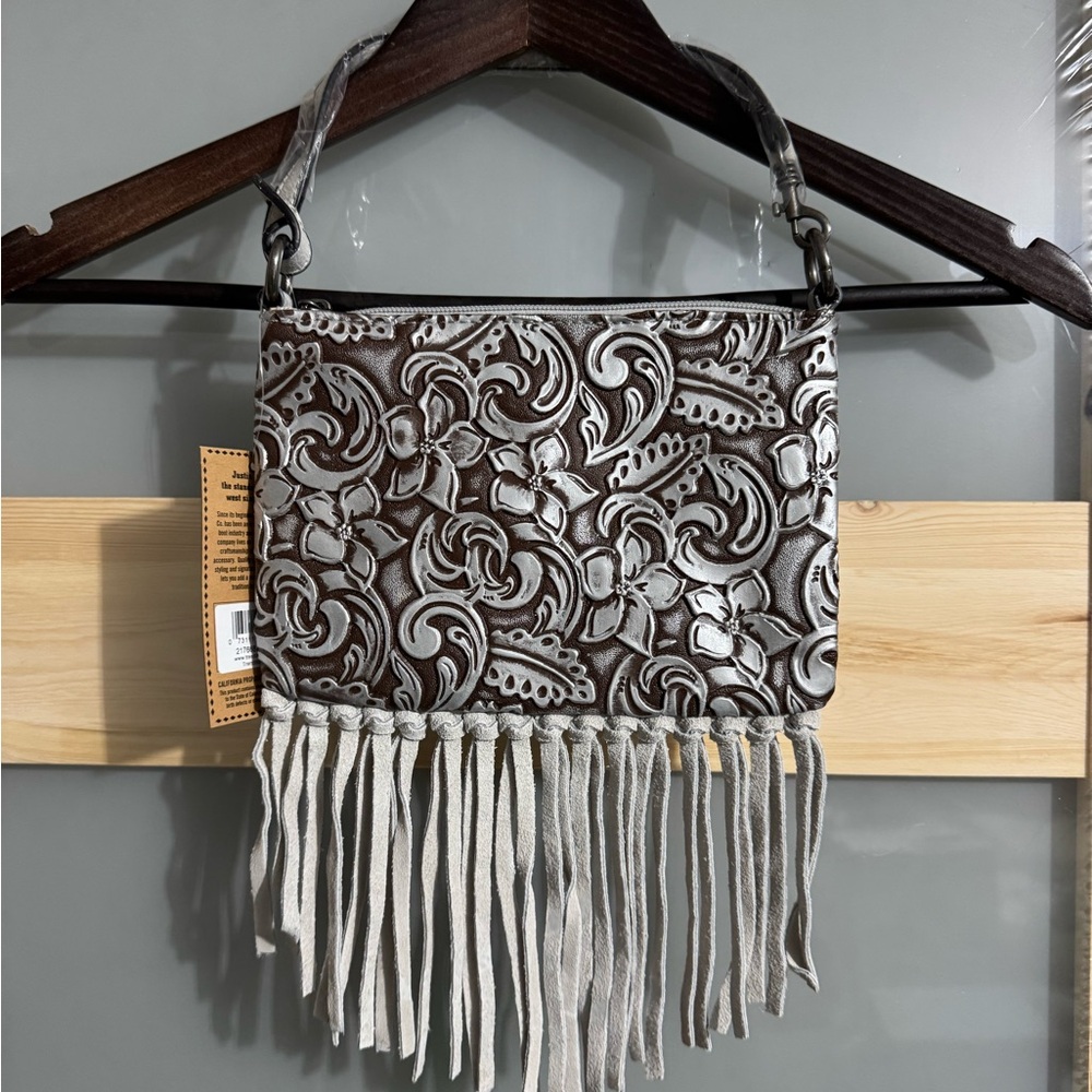 Justin Boots Mini Shoulder
Bag Convertible Silver Wash...